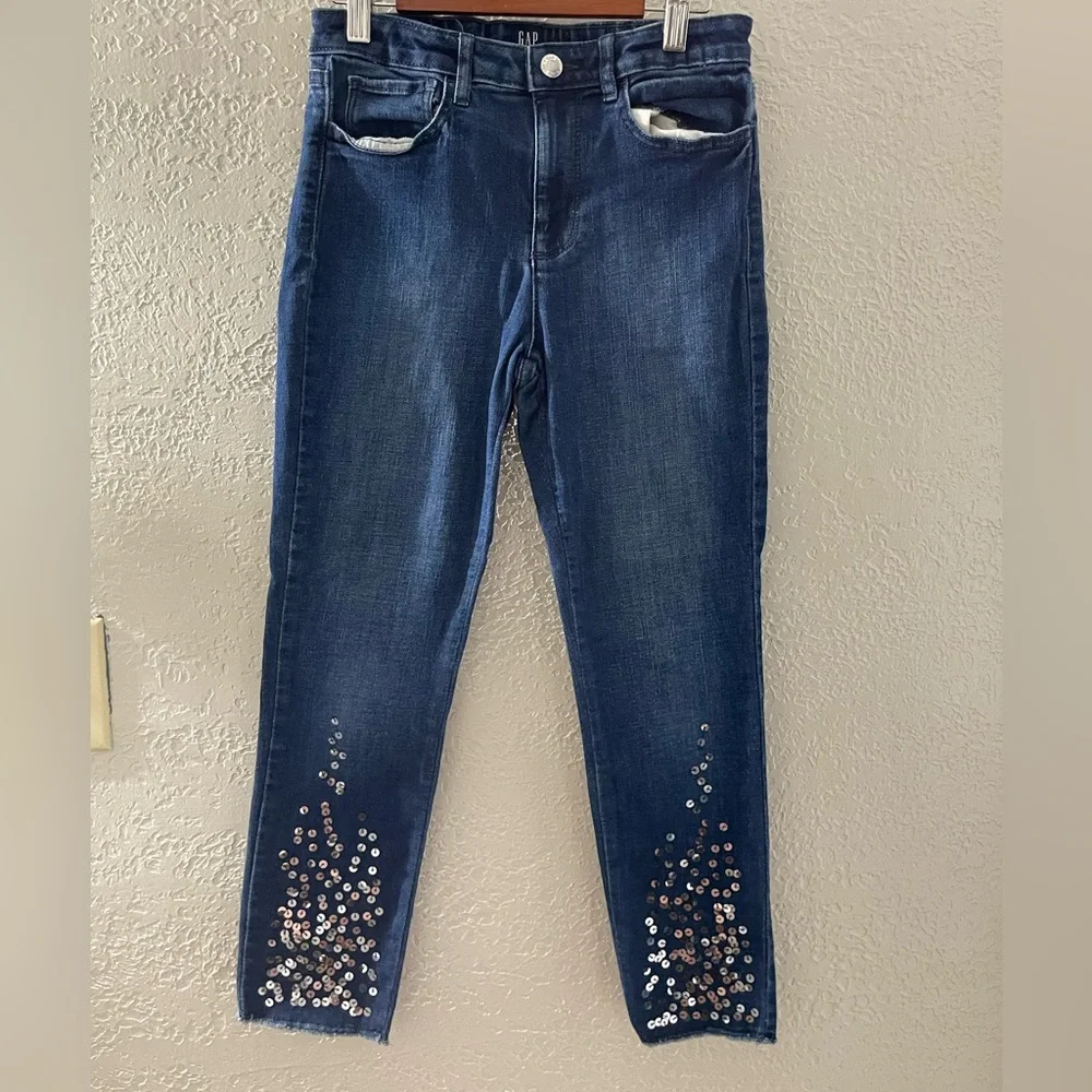 GAP Kids Dark‎ Blue Jeans with Sequin Accents